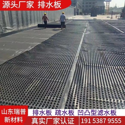 塑料防护排水板 屋顶绿化车库顶板疏水板 2公分黑色PE凹凸排水板图3